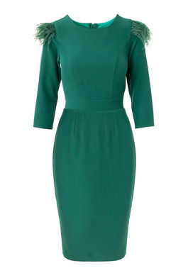 Rochie cambrata cu insertii de pene