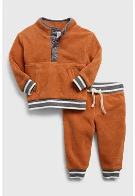 Set de bluza si pantaloni sport cu aspect pufos - 2 piese