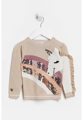 Pulover cu model unicorn si paiete