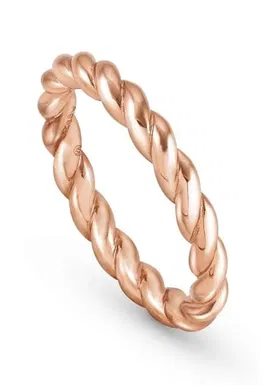 Inel placat cu aur rose de 22K si aspect rasucit