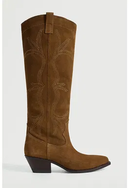 Cizme cowboy din piele intoarsa cu toc cubanez Cowboy