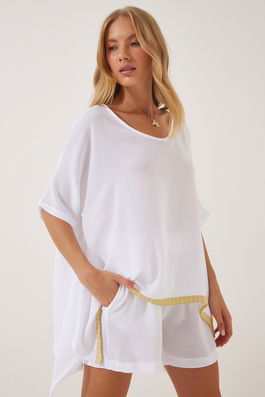 Happiness İstanbul Two-Piece Set - White - Oversize