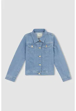 Jacheta de denim cu buzunare pe piept