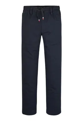 Pantaloni din amestec de bumbac organic cu snur in talie