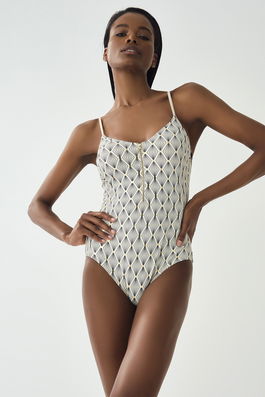 Dagi Swimsuit - Ecru - Geometric pattern