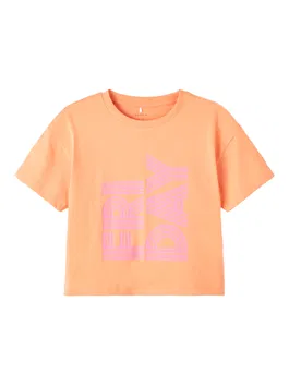 NAME IT Tricou 'Balone' portocaliu caisă / roz pal