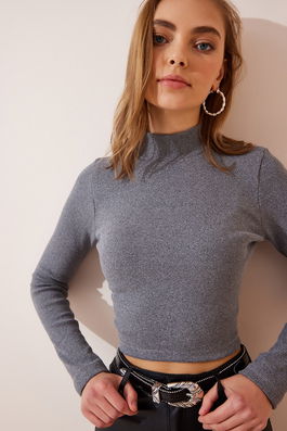Happiness İstanbul Blouse - Gray - Fitted