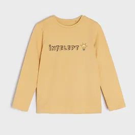 Sinsay - Tricou cu mânecă lungă și imprimeu - Bej