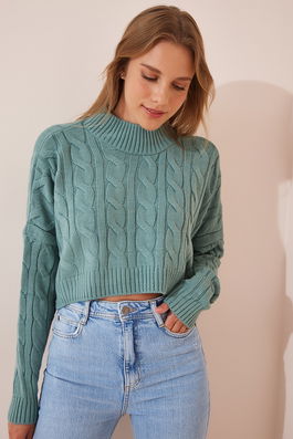Happiness İstanbul Sweater - Green - Oversize
