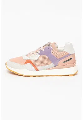 Pantofi sport din piele si piele intoarsa cu model colorblock