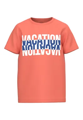 NAME IT Tricou albastru / corai / alb