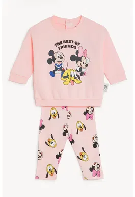 Set colanti si bluza sport cu imprimeu Mickey Mouse