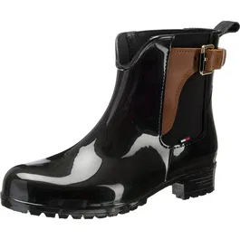 TOMMY HILFIGER Cizme de cauciuc 'Oxley' maro coniac / negru