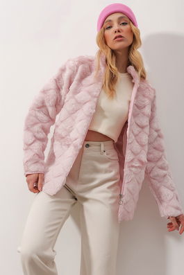 Trend Alaçatı Stili Jacket - Pink - Oversize