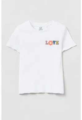 Tricou cu striatii si aplicatie florala