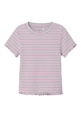 NAME IT Tricou 'Vemma' verde petrol / lila / negru / alb
