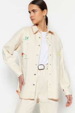 Trendyol Jacket - Ecru - Regular fit