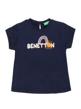 UNITED COLORS OF BENETTON Tricou albastru închis / portocaliu deschis / roz deschis / alb