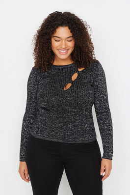 Trendyol Curve Plus Size Sweater - Black - Fitted