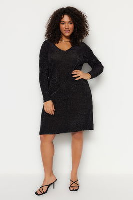 Trendyol Curve Plus Size Dress - Black - Shift