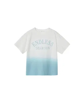 MANGO KIDS Tricou 'ENDLESS' albastru fumuriu / alb murdar