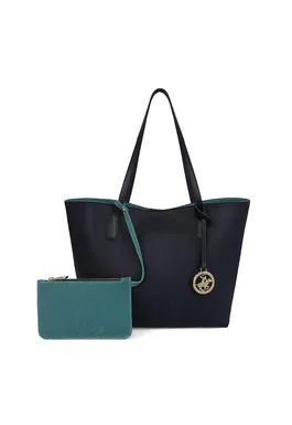 Geanta shopper de piele ecologica cu etui interior de piele intoarsa