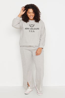 Trendyol Curve Plus Size Sweatsuit Set - Gray - Regular fit