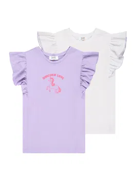 Trendyol Tricou lila / roz / alb