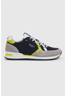 Pantofi sport cu aspect contrastant si garnituri de piele intoarsa