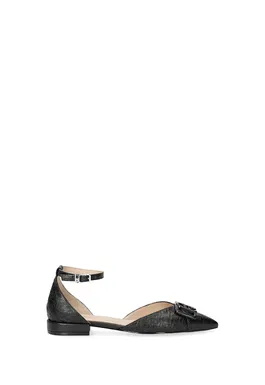 Pantofi slingback din piele ecologica cu model monograma