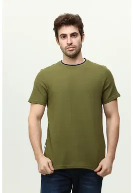 Tricou de bumbac cu decolteu la baza gatului
