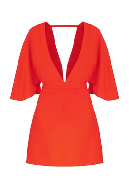 Rochie cu decolteu in V si maneci butterfly