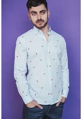 Camasa Oxford slim fit cu imprimeu