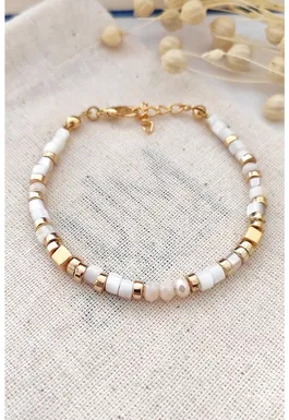 Bratara cu margele Mother of Pearl