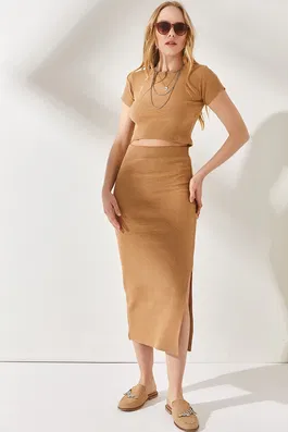 Olalook Two-Piece Set - Brown - Slim fit