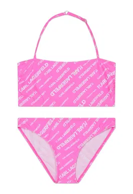 Costum de baie in doua piese cu imprimeu logo
