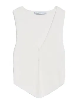 Bershka Vestă tricotată ecru