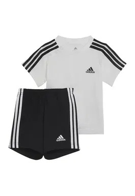 Set de tricou si pantaloni scurti cu benzi laterale contrastante