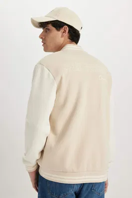 DEFACTO Regular Fit College Collar Bomber Inside Soft Fluffy Cardigan
