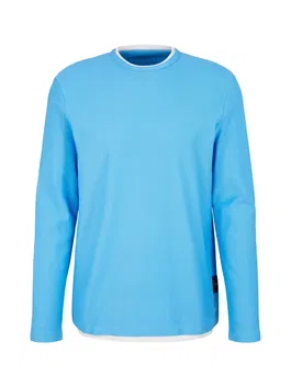 TOM TAILOR DENIM Tricou azur / alb
