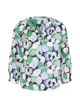 TOM TAILOR Bluză crem / bleumarin / albastru deschis / verde jad