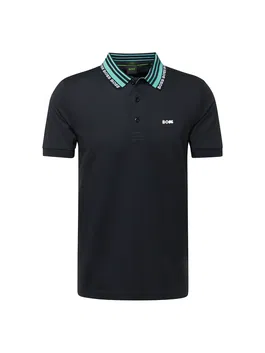 BOSS Green Tricou 'Paule' albastru noapte / cyan / alb