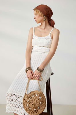 DEFACTO Ethnic Patterned Rope Strap Knitted Knitwear Singlet