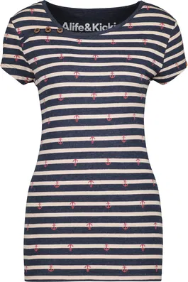 Alife and Kickin Tricou 'JuliaAK' crem / albastru marin / rosé