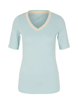 TOM TAILOR Tricou albastru deschis / verde mentă / portocaliu / alb