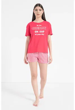 Pijama scurta din bumbac cu model