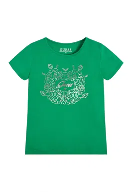 Tricou cu imprimeu si decolteu la baza gatului