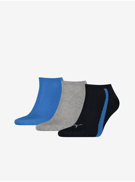 Set of three pairs of socks in black, light gray and blue Puma Lifest - Men