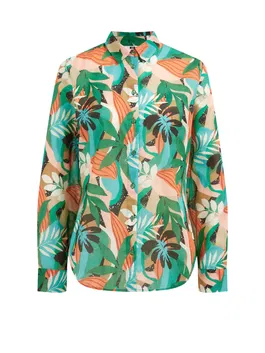 WE Fashion Bluză alb kitt / turcoaz / verde / portocaliu