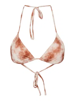 PIECES Sutien costum de baie 'BAOMI' maro ruginiu / alb
